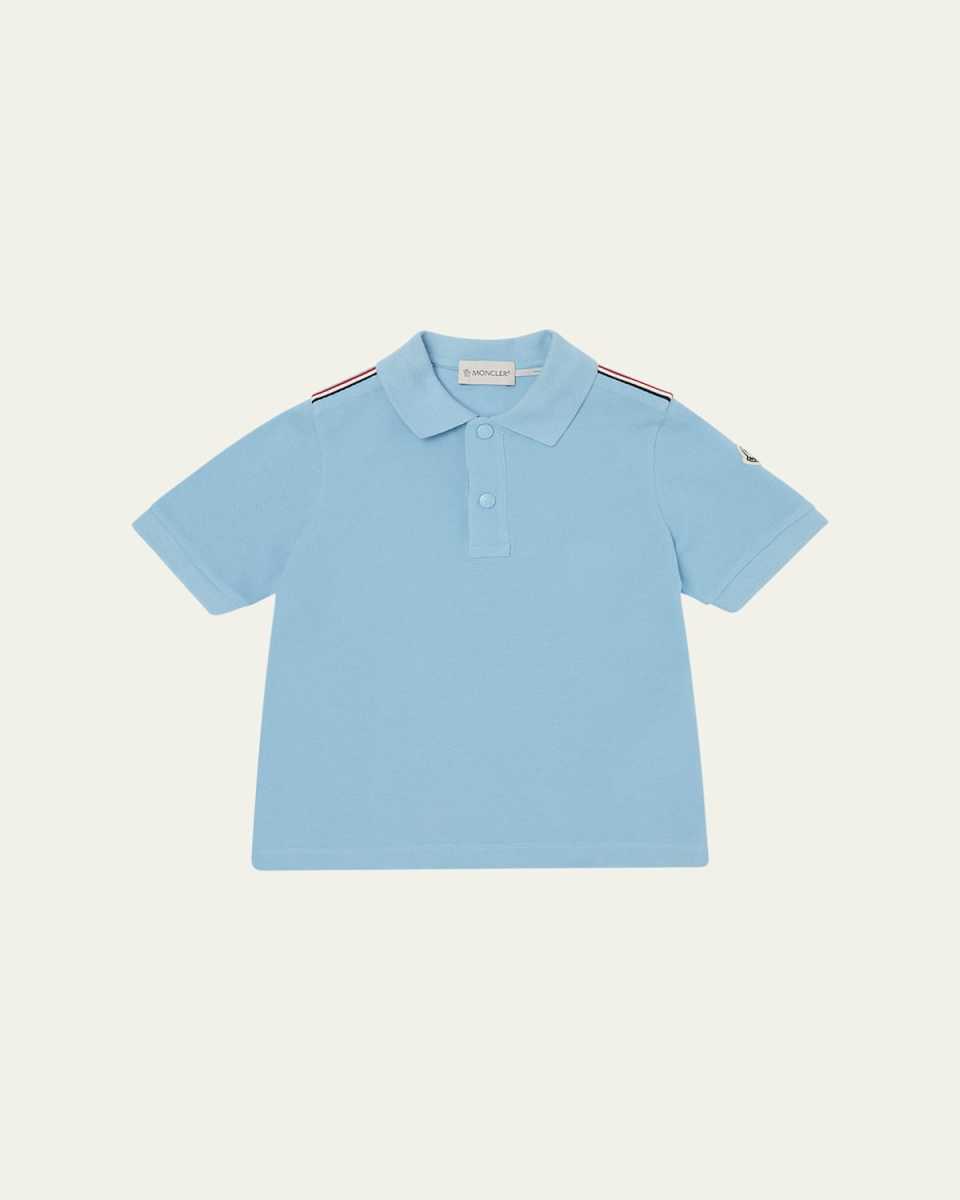 Boy's Tri-Stripe Pique Polo Shirt, Size 4-10